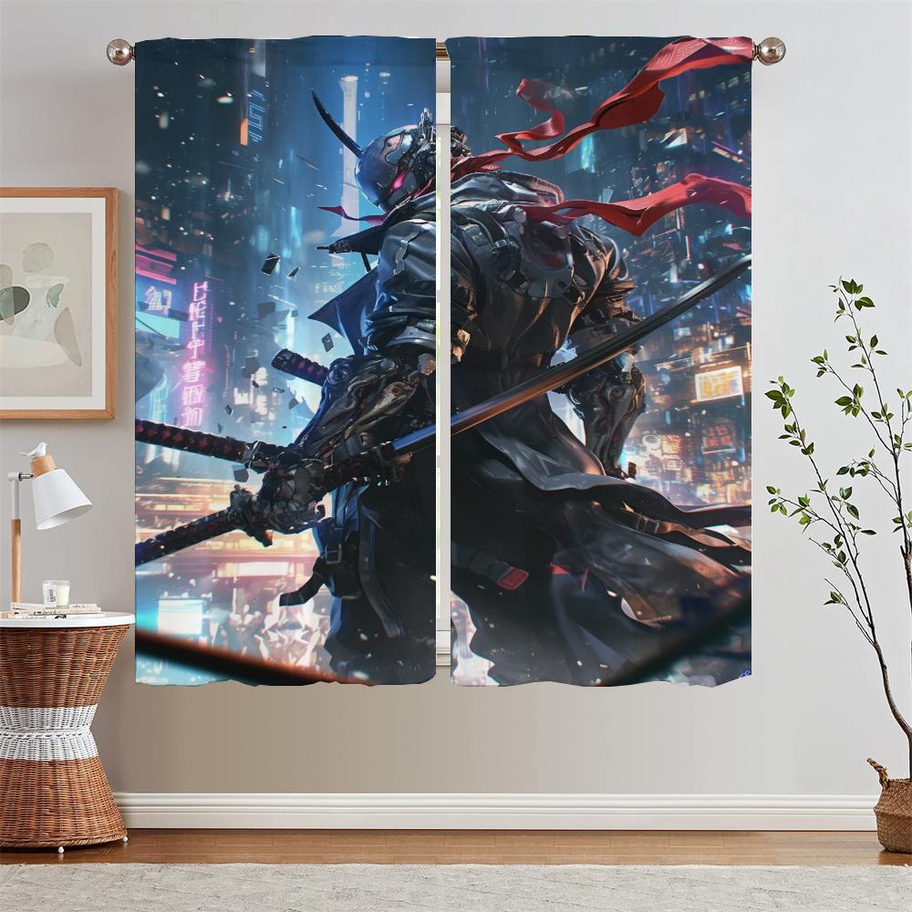 No Twin Ghost Flame Blackout Curtains Shade Curtain Living Room Decoration Black Out Curtains for Camera Window Blinds Partition