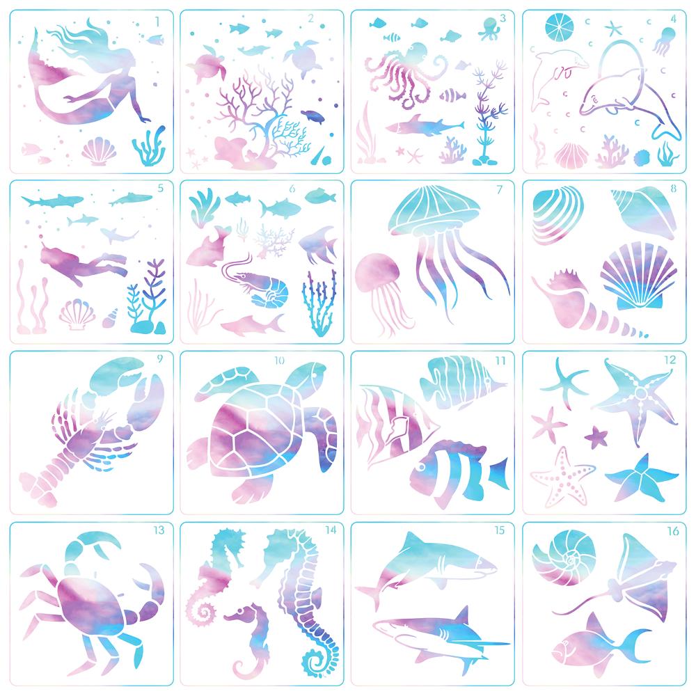Seahorse Ocean Animal Templates Painting On Wood Sea Creatures Stencils Wall Fabric Scrapbooking