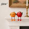 Whimsical Fruit Sculptures Resin Shelf Sitter Figurines with Flexible Dangling Legs, Hanging Edge Statues, Cute Character Desktop Ornaments