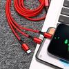 3 In 1 USB Type C Cable Phone Charge Cable Nylon Braided Universal Charging Data Cord For Iphone 14 Xiaomi Huawei Mate 40
