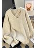 Premium V-Neck Hollow-Out Women's Sweater - Autumn/Winter Korean Style, Thick Knitted, Casual Niche Design