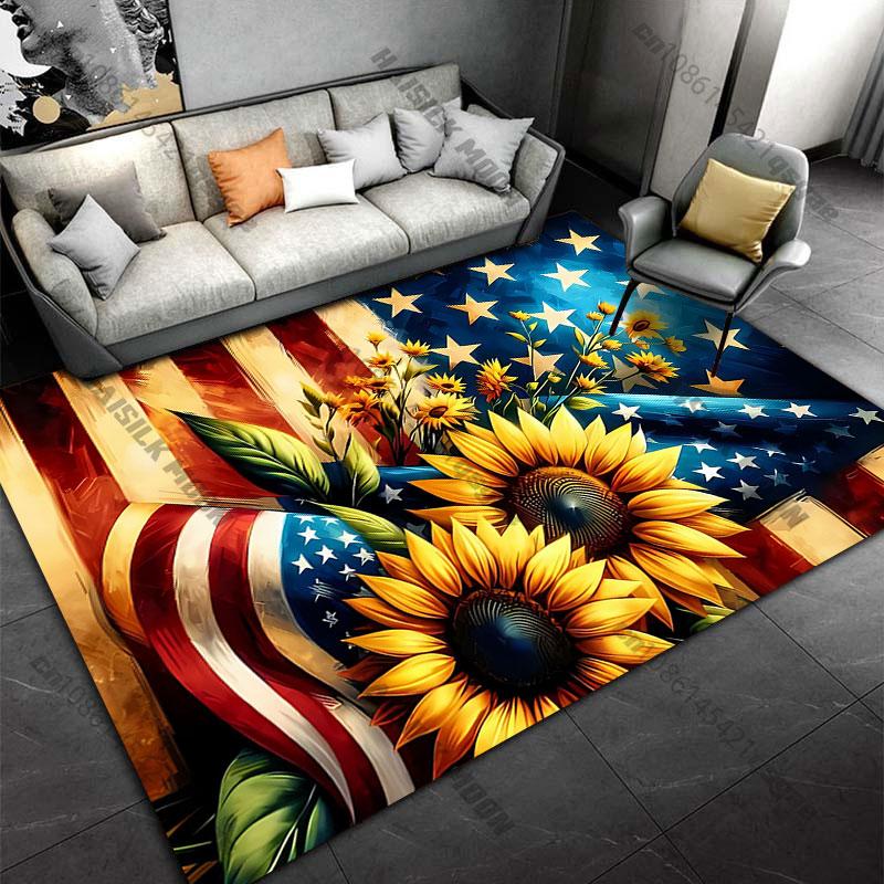 Patriotism unity nature sunflowers carpet Yoga living room room decor children's crawling mat doormat area rug games mat