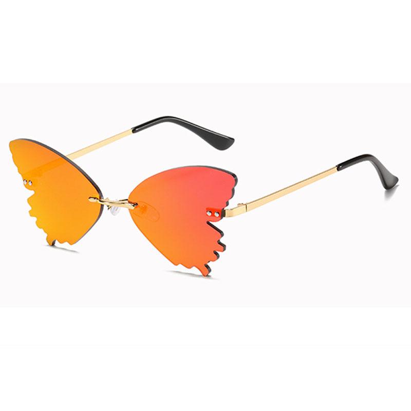 New European and American style sunglasses for men and women, celebrity-inspired, fashionable, unique, frameless, butterfly-shaped, and quirky