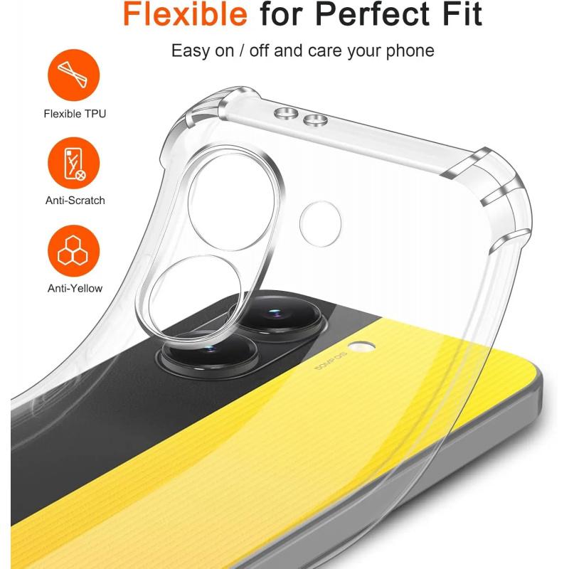 Для Xiaomi POCO X8 Pro X8Pro Max X8ProMax Trubo 5 Усиленные Углы Прозрачный Мягкий ТПУ Защита Камеры Задняя Крышка Чехла для Телефона