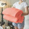 Summer AC Flannel Blanket Thickened Double-sided Plush Striped Texture Solid Color Office Nap Home Bed Sofa Travel Cozy Warm Winter Blanket