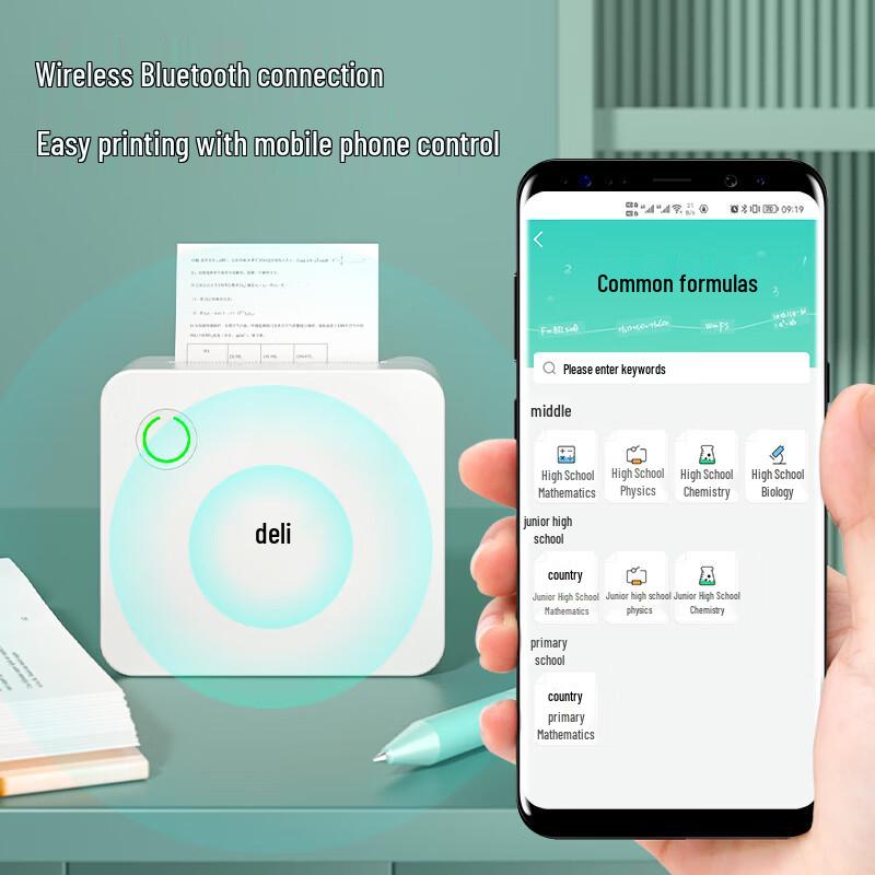 Портативный термопринтер Deli X3B для учебы, штекер CN (адаптер в комплекте)