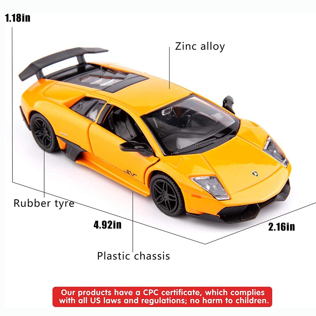 Масштаб 1/36, литая модель автомобиля Murcielago, игрушечный автомобиль из цинкового сплава для детей, игрушечный автомобиль с откатным механизмом для малышей, подарок для мальчиков и девочек