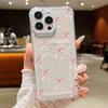 Pink Bowknot Print Clear Soft Silicone Phone Case For iPhone 16 15 Pro Max 14 Pro 13 12 11 Card Slot Shockproof Slim Transparent Bumper Cover