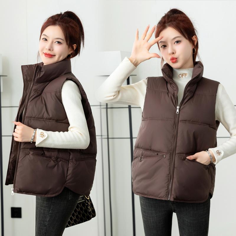 Short Down Cotton Vest Women's 2024 Spring and Autumn Winter New Loose Outer Wear Vest Thermal Vest Vest Vest Jacket