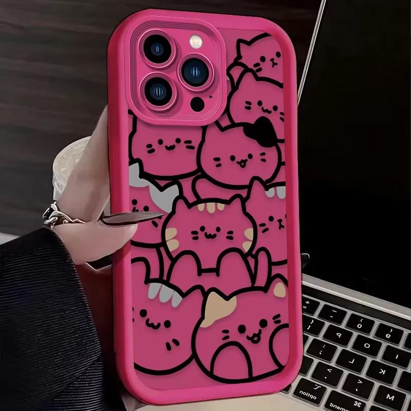 Мультяшный Животный Милый Кот Чехол Для Телефона Для iPhone 17 Pro Max 16 15 Pro 14 13 Mini 12 11 XR XS 17Air 16 Plus Мягкий Силиконовый Чехол