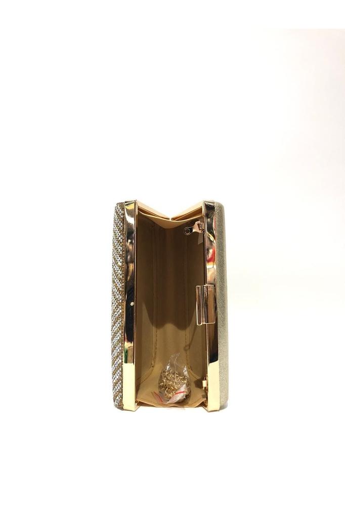 Women's Stylish and Useful Evening Dress Bag Women's Gold Gold Stone Evening Dress Clutch Portfolio Hand Night Wedding Engagement Bag 370