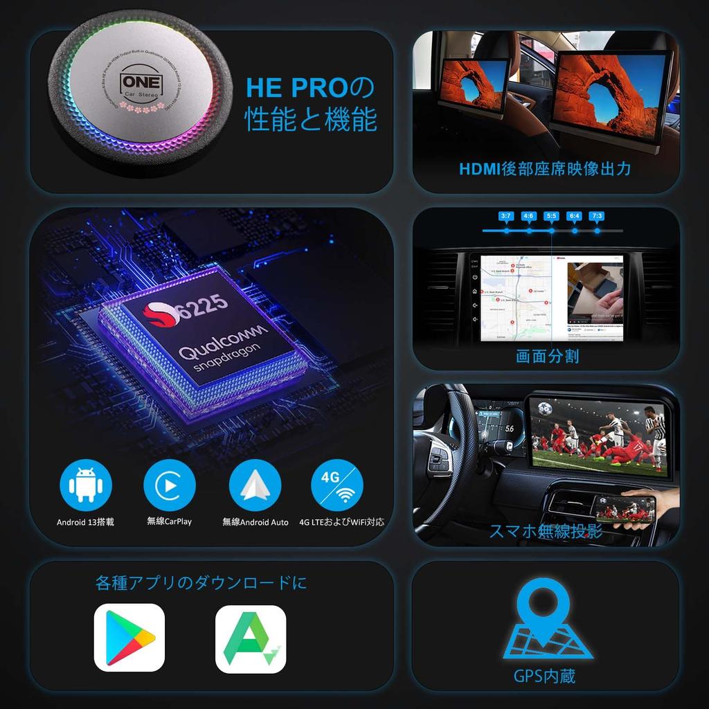 Blossom Памятный Аутентичный OneCarStereo Новейший CarPlay AI Box Серии He с Android OTA HDMI Видео Кабель для Монитора Заднего Сиденья Технический