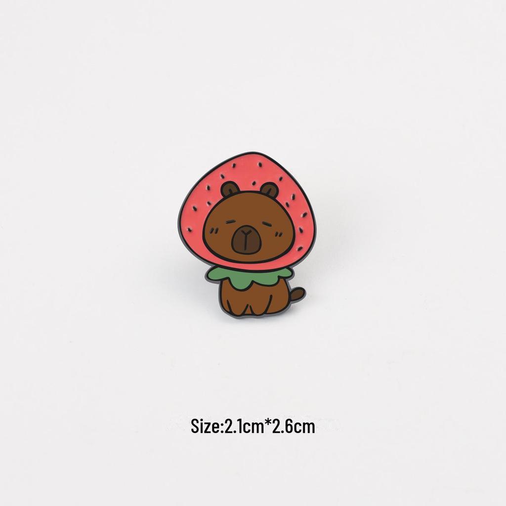 Милая мультяшная металлическая брошь-булавка «Капибара» – забавный аксессуар для рюкзака