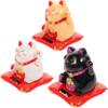 Iplusmile 3 Pieces Lucky Cat Bobblehead Doll Solar Moving Lucky Cat Car Figurine Lucky Cat Solar Automatic Moving Cute Lucky Cat Electric Right Hand