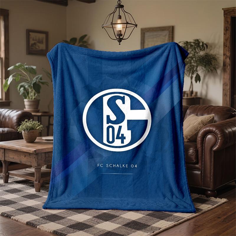 Schalke 04 Theme Fleece Blanket Cozy Soft Plush Blanket For Bedroom Couch Travel