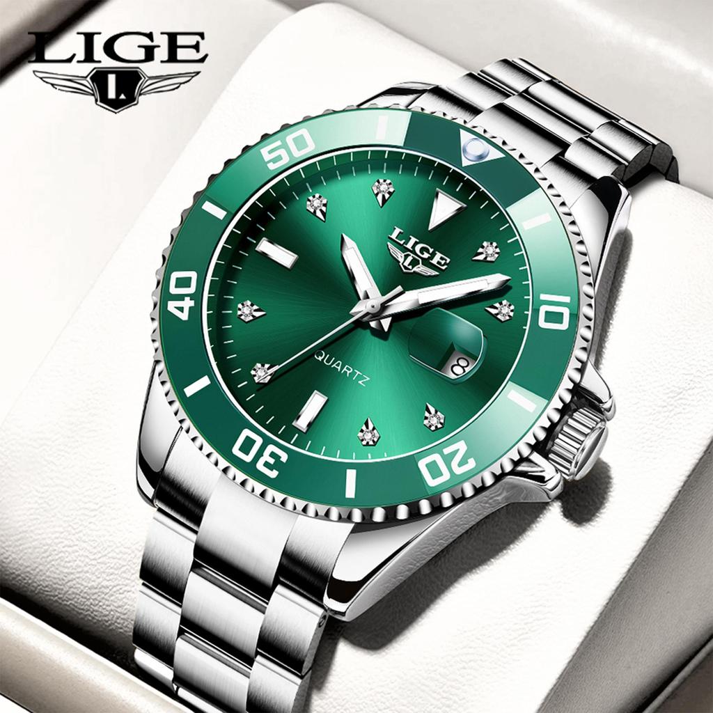 LIGE Новые лучшие брендовые роскошные мужские часы модные повседневные водонепроницаемые кварцевые часы с датой