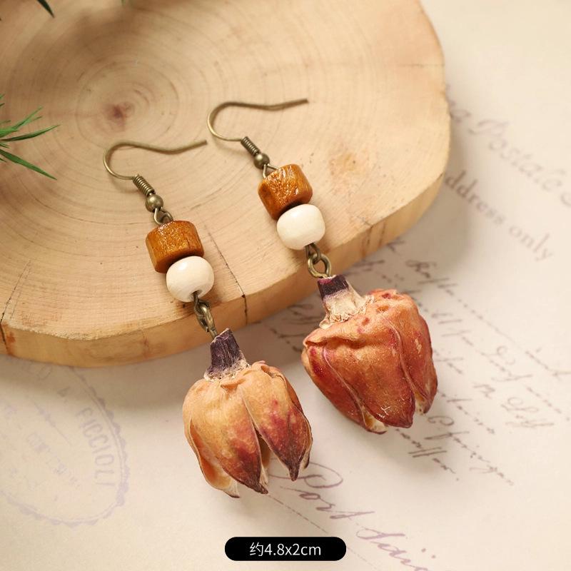 Оригинальные серьги Mori Plant Fruit, натуральные желуди, ручная работа, ретро-женские длинные серьги, этнический стиль, литературная и традиционная китайская медицина