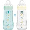 Set of 2 Baby Bottles - MAM BABY - Easy Active - +6 Months - 330 Ml - Teat Flow X - Ice + Pearl