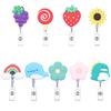 Buckle Alligator Clip Flower Badge Holder Cartoon Silicone Badge Reel Colorful ID Badge Card Clips