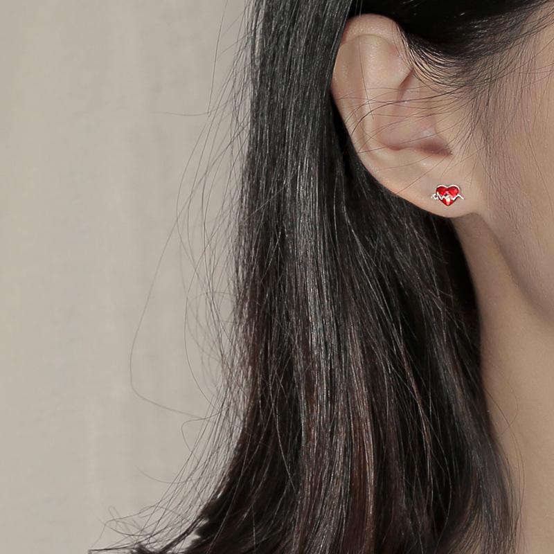 Рождественские серьги-гвоздики с красным цирконием и кристаллами в форме сердца для женщин, рождественские серьги-бантики для девочек, новогодние праздничные украшения