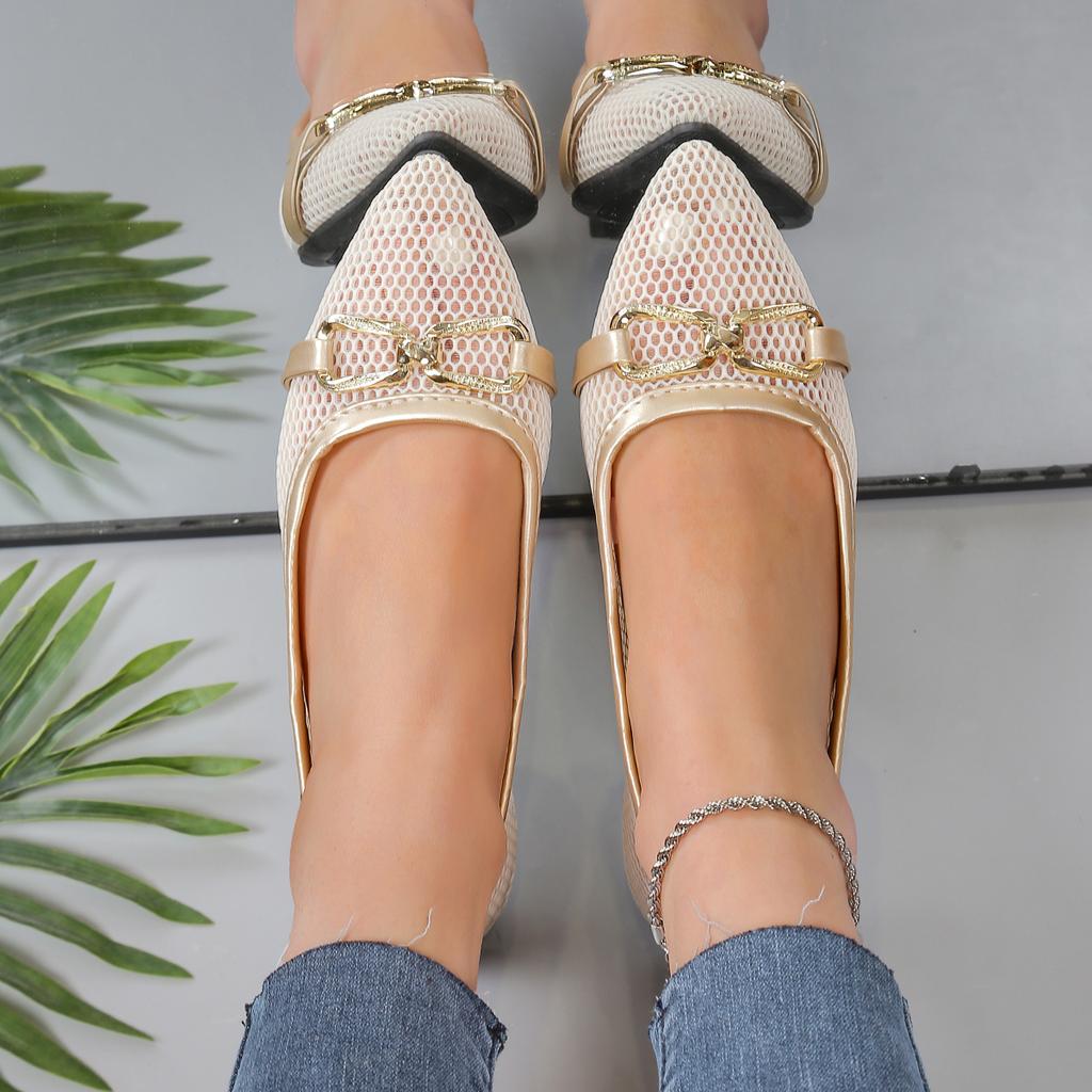 Весна Осень Новые Женские Балетки Дышащие Слипоны Лоферы Удобный Острый Носок Элегантные Повседневные Кроссовки