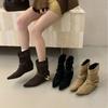 2025 Autumn New Fashion Short Knight Short Boots French Design Sense Pointed Pleated Thin Boots Women