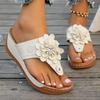 Fashion Flower Wedge Slippers for Women Summer 2025 Clip Toe Platform Flip Flops Woman Casual Thick Sole Beach Sandals Plus Size