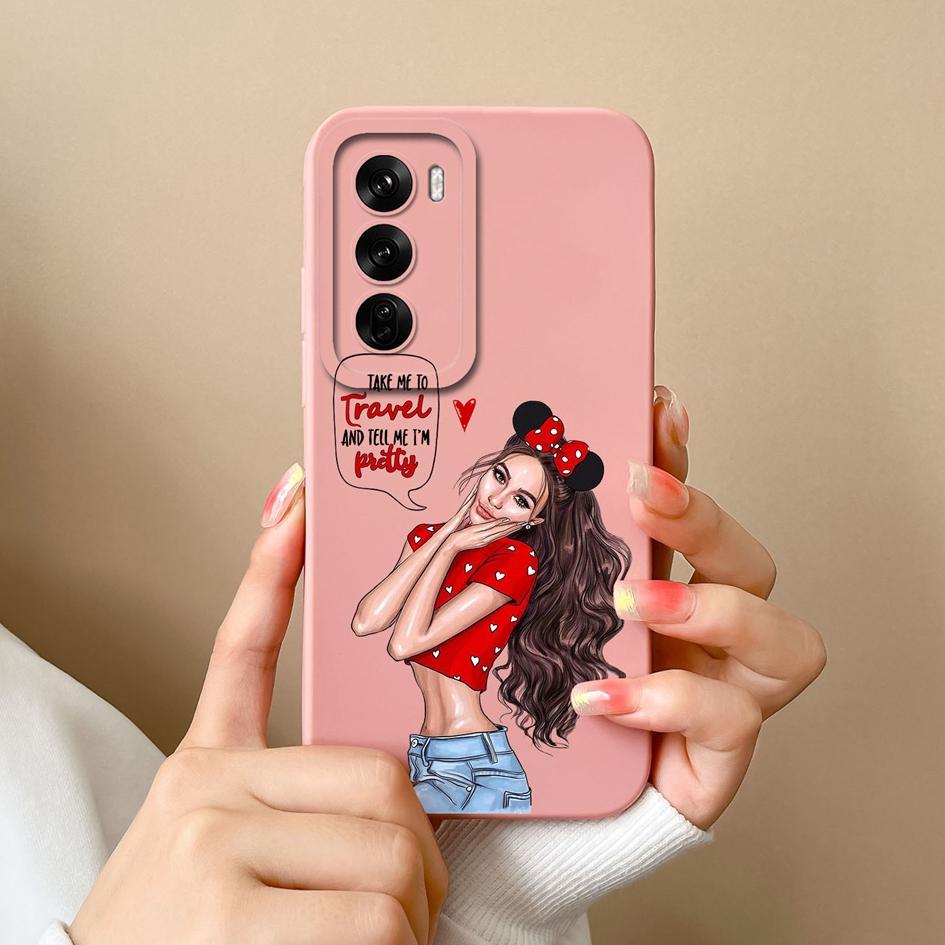 For Oppo Reno12 Pro Realme C61 Narzo N63 C63 Back Cover Phone Cases Fashion Cool Girl Boy Camera Protection Matte Liquid Soft Silicone Popular Housing