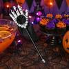 Candy Storage Totes for Kids Halloween Trick or Treat Bags Kids, Palm Shaped Holder, Spooky Theme Collection Skeleton Hand Pouch with Long Handle