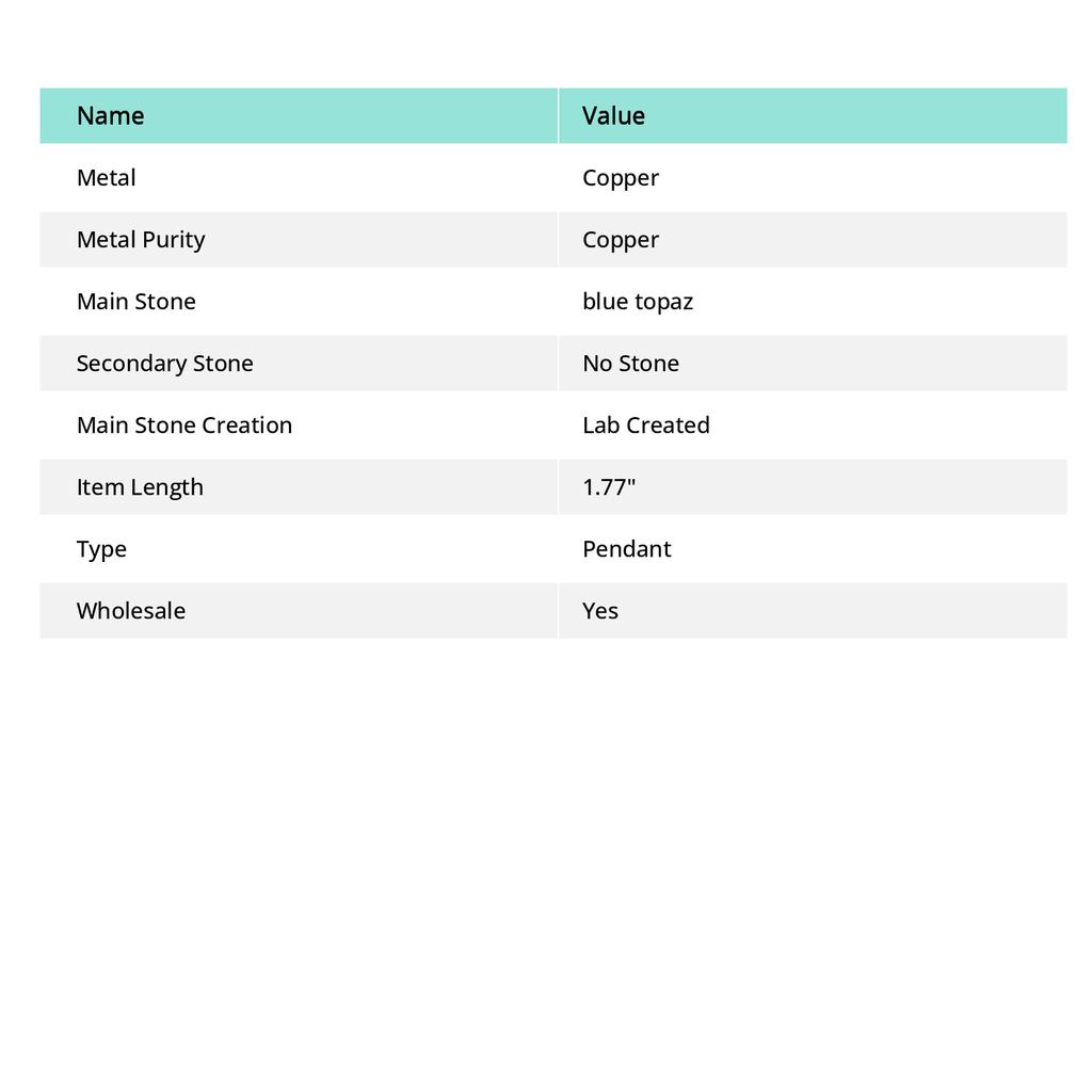 Подвеска из стерлингового серебра 925 пробы с натуральным голубым топазом 1,77 дюйма i9U60