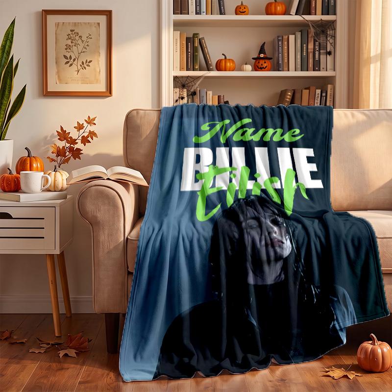 Billie eilish Custom Flannel Blankets Soft Warm Cozy Throws for Home Decor Holiday Gifts