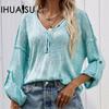 Women's Autumn Solid Colour Pullover Women's Thin Knitted V-Neck Street Hipster Sweater