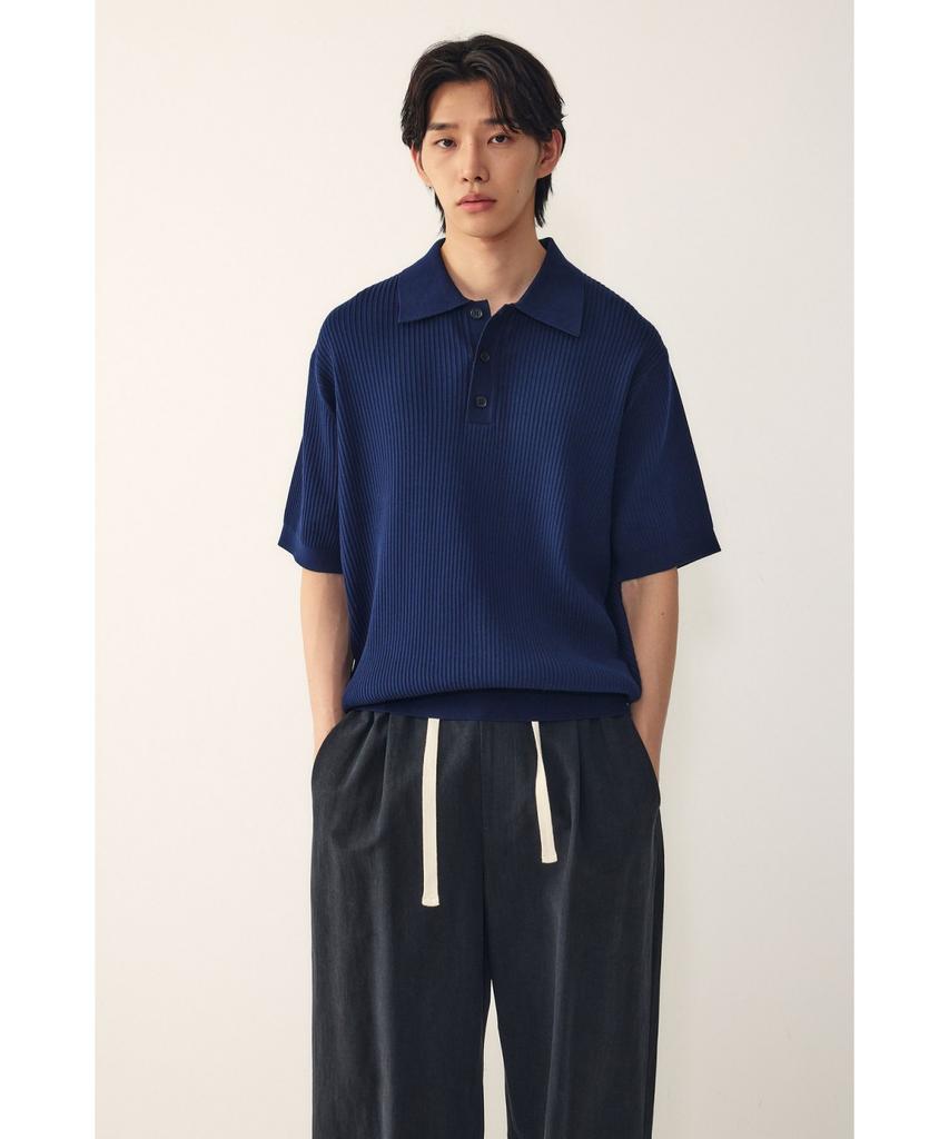 STUDIO TOMBOY [Men] Ribbed Collared Knit_Navy 9156252213