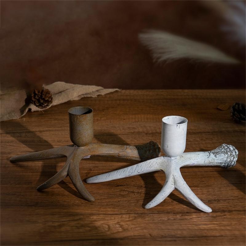 1Pcs Resins Deer Antler Holder Elegant Pillar Candlestick for Wedding Christmas Table Centerpieces Standing Atmosphere