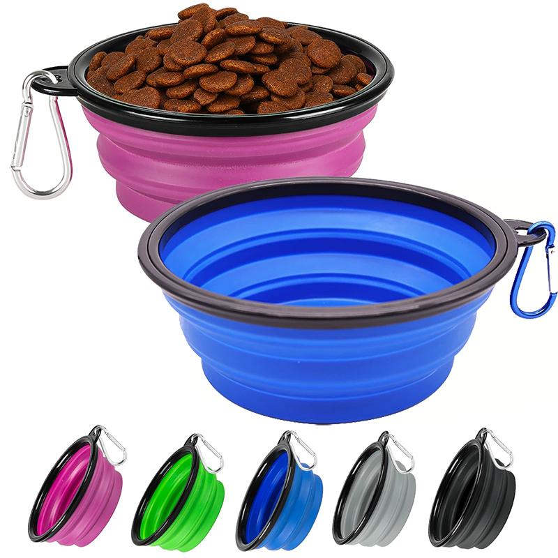2 Pack Collapsible Dog Bowl Foldable Portable Pet Water Feeding Bowls for Travel Walking Camping Parking Outdoor Dogs