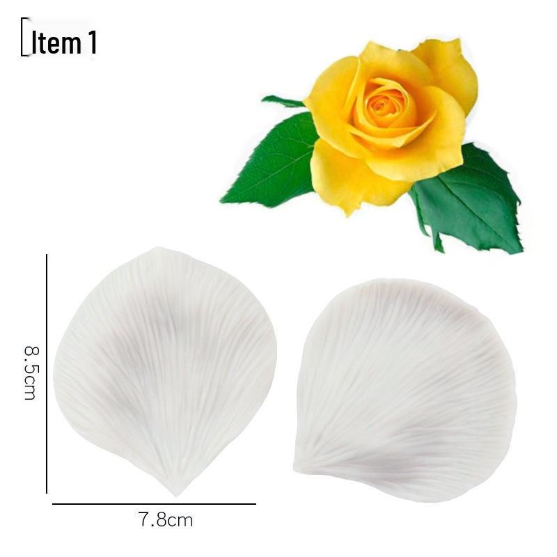 Силиконовая форма для мастики - Набор лепестков и листьев, пищевая, для тиснения на дереве и цветах.