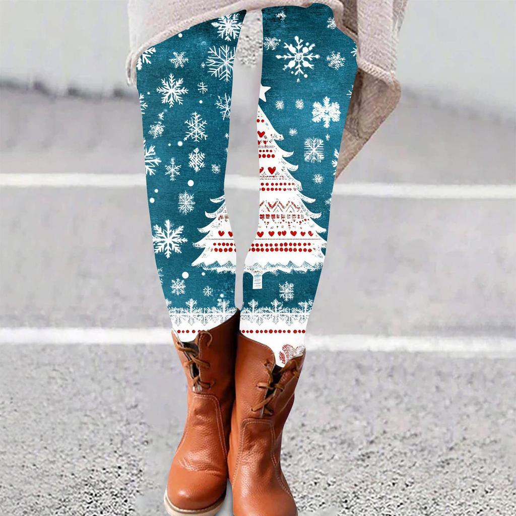 Женские брюки с рождественским принтом, эластичные, мягкие, повседневные, домашние, спальные брюки