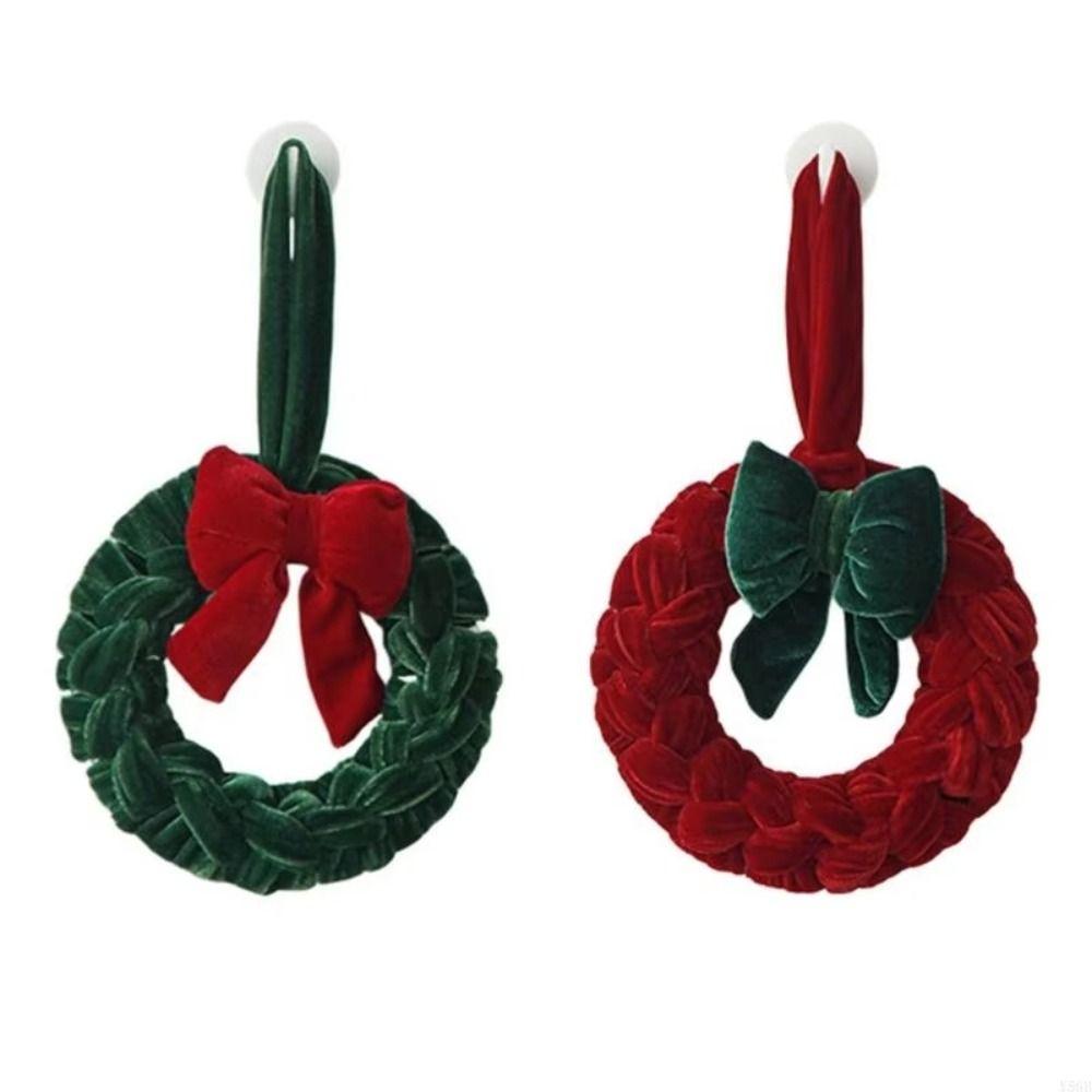 Round Christmas Wreath Pendant Hanging Cord Xmas Tree Pendant Holiday Window Accent Christmas Tree