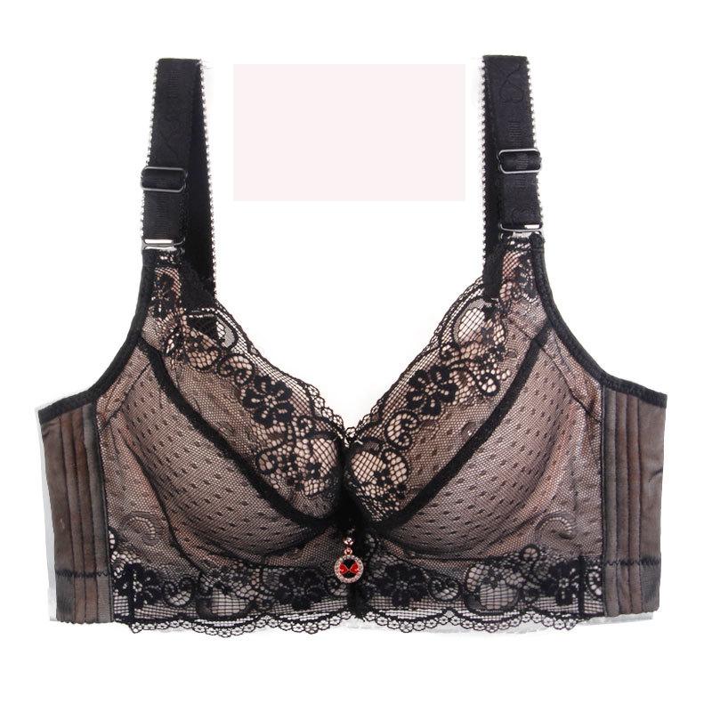 Сексуальный бюстгальтер большого размера для маленькой груди, собранный, утолщенный, с поддержкой верхней части, сексуальный бюстгальтер с четырьмя рядами, регулируемое нижнее белье для женщин 95A