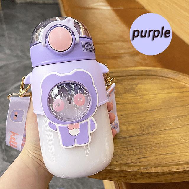 Детская бутылка для воды с соломинкой, летняя высокотемпературная наклейка, милая пластиковая чашка для воды, портативная студенческая девушка на открытом воздухе