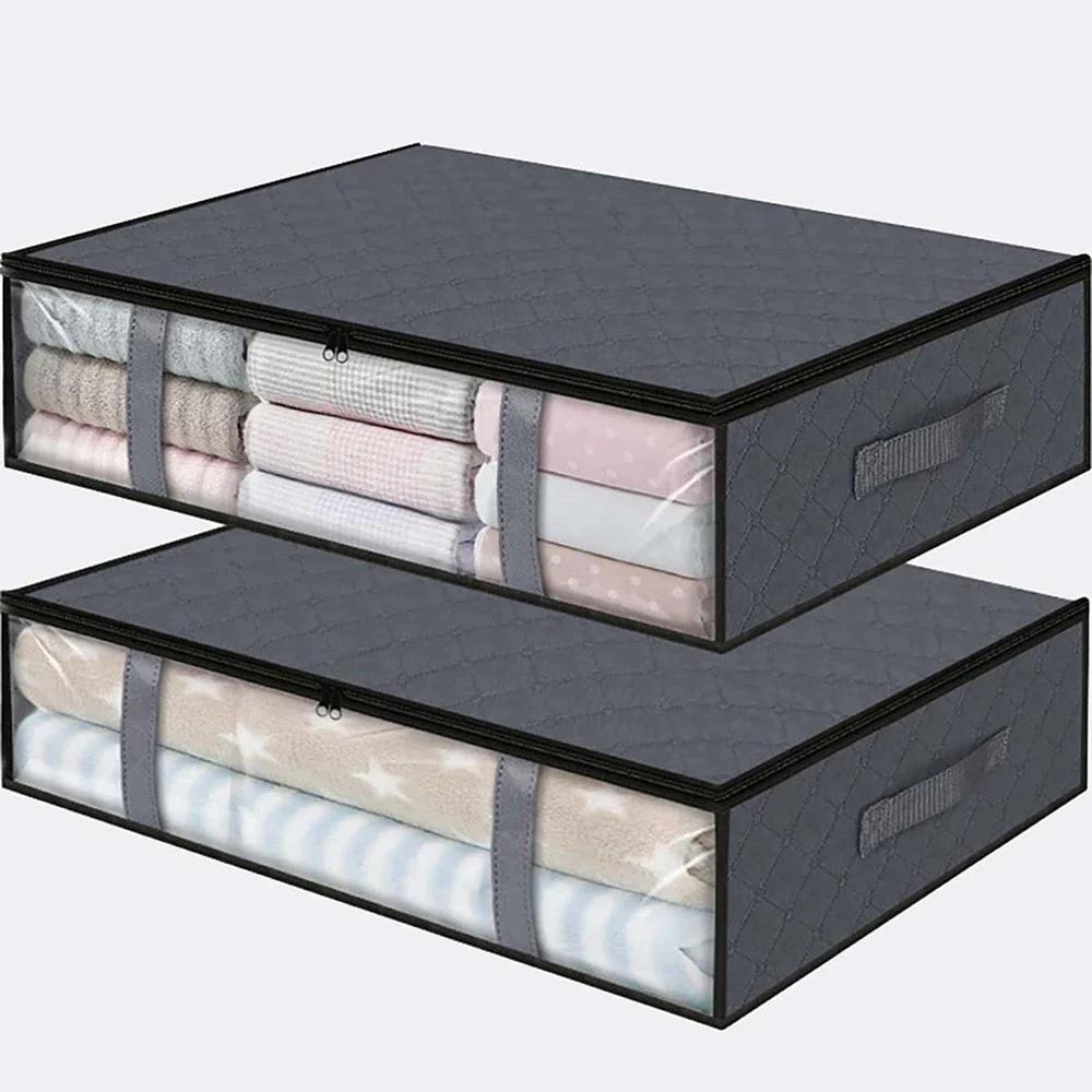 Under Bed Storage Bag For Portable Foldable Quilt Bags Wardrobe Clothes Organizer Storage Box Dustproof Organizer Large Capacity
