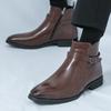 Мода Новое поступление Зимняя мода Дизайнерские Остроносые Черные Коричневые Ботильоны Челси Мужская Повседневная Роскошная Обувь с Высоким Голенищем Zapatos Hombre