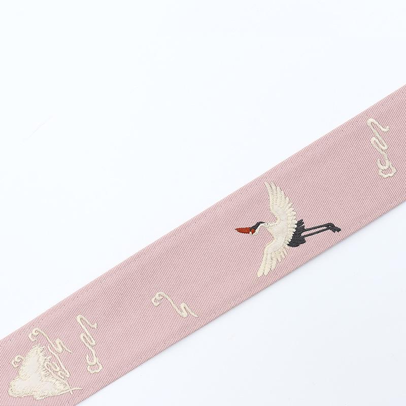1M Vintage Chinese Crane Embroidered Jacquard Ribbon 6.5cm Trim Braid DIY Table Flag Trimmings Garment Hanfu Accessory Craft