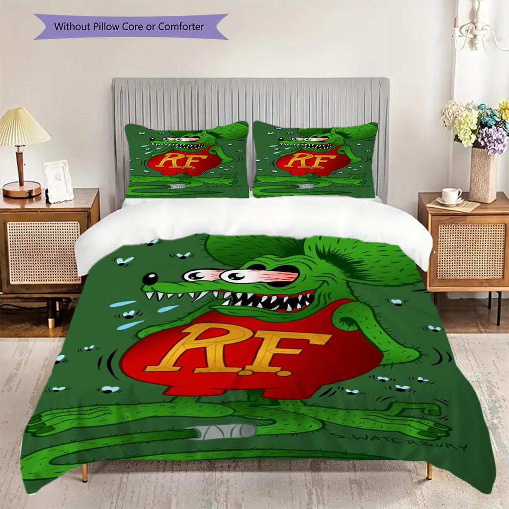 Rat Fink Iconic Mouse Mascot Threepiece Set 1 Duvet Cover 2 Pillowcase Without Core Bedding Set Christmas Birthday Gift