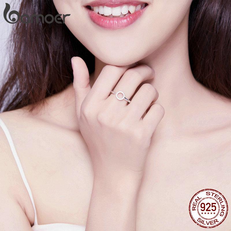 BAMOER 925 Sterling Silver The First Meet Finger Ring Women Adjustable Ring Jewelry Gift