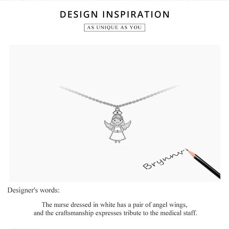 Bamoer, подлинное серебро 925 пробы, ожерелье-цепочка с ангелом-хранителем, ювелирные изделия с белой эмалью, лучший подарок для семьи