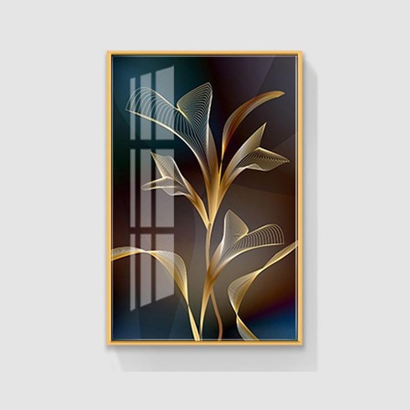 Abstract Black Golden Flower Luxury Poster Nordic Art Plant Leaf Canvas Painting Modern Wall Picture for Living Room Decor