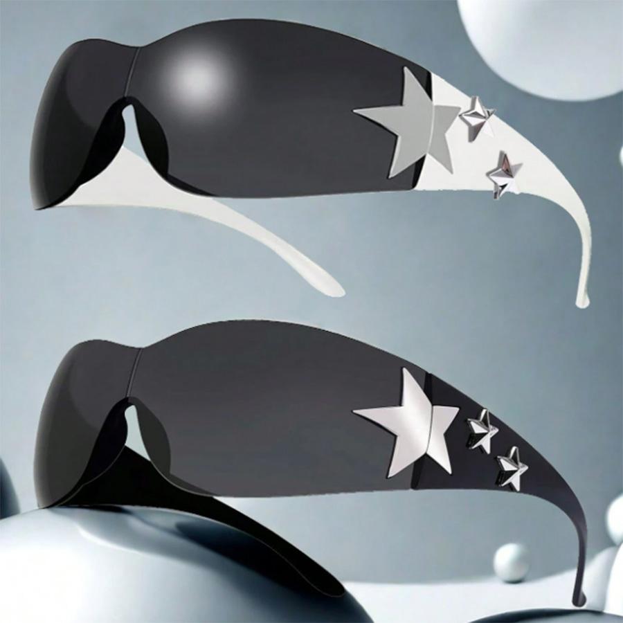 2 шт. Унисекс Без оправы Звездообразные Y2K Простые Солнцезащитные очки Подходят для повседневных путешествий и вечеринок Хэллоуин
