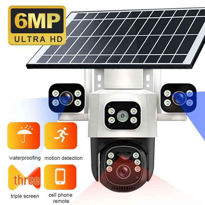 Ultra HD 6MP Outdoor 4G Solar WiFi Camera with Triple Lens