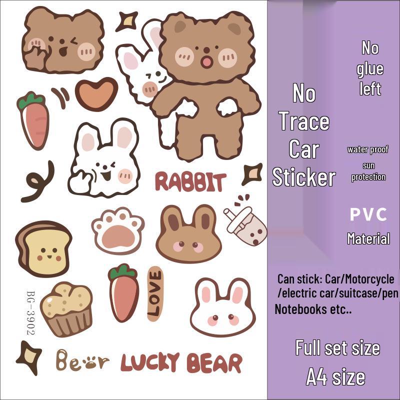 Little Bear Waterproof Electric Car & Motorcycle Tail Stickers - Creative Decoration